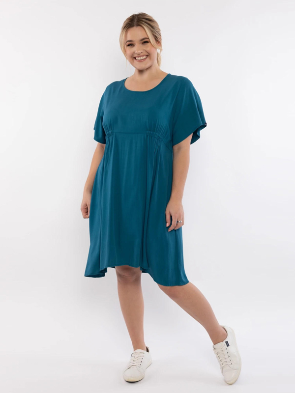 Spring Dress -an easy fit style in teal blue