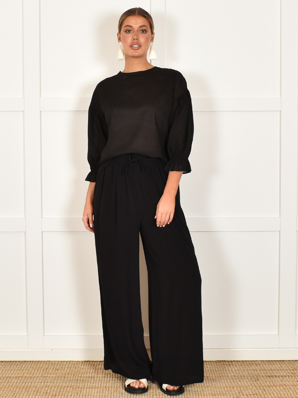 Black Wide-Leg Pants - soft and flowing palazzo pants