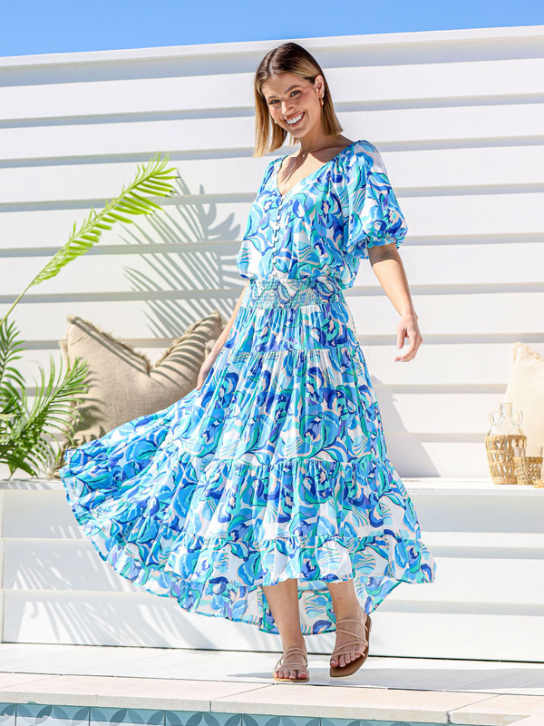 Paros Skirt a peasant style in beautiful shades of blue